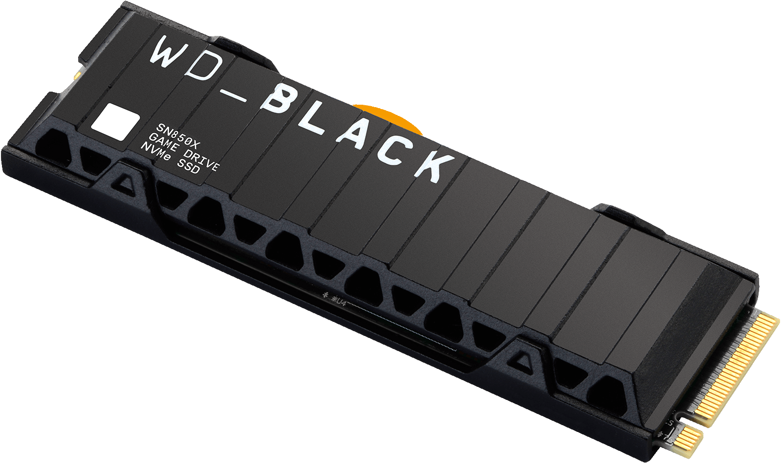 WD_BLACK SN850X Game Drive NVMe SSD in Schwarz. Das Gerät ist schwarz mit einzigartigem Design.