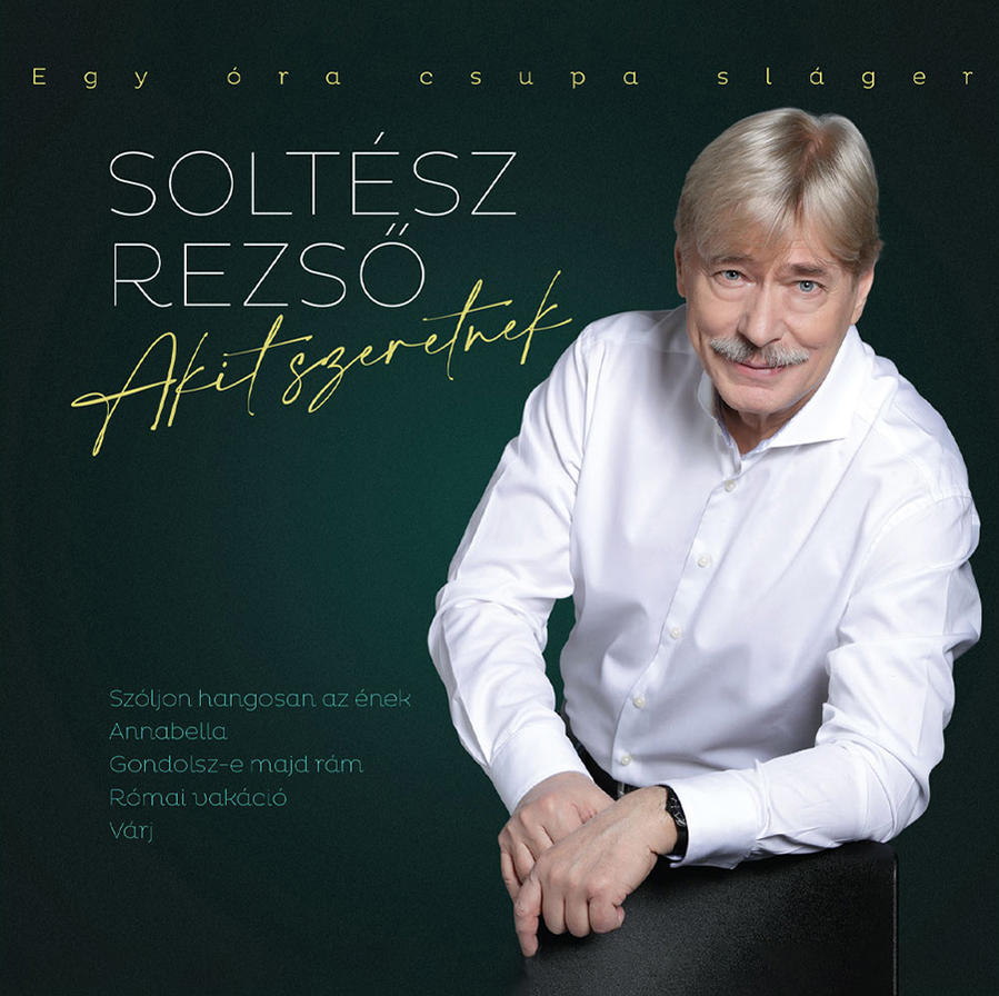 Album borító egy fehér inges férfiról, szöveggel és zöld háttérrel.