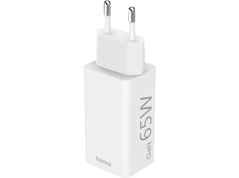 Thumbnail - HAMA GaN 2 Ports, USB-C, USB-A Schnellladegerät Universal 65 Watt, Weiß