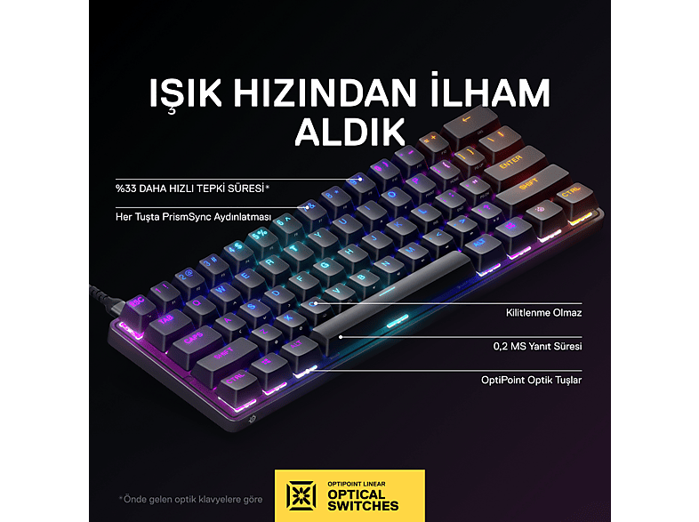 STEELSERIES Apex 9 Mini Mekanik Oyun Klavyesi Siyah_1