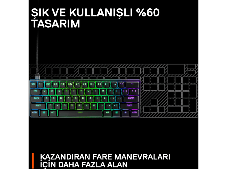 STEELSERIES Apex 9 Mini Mekanik Oyun Klavyesi Siyah_6