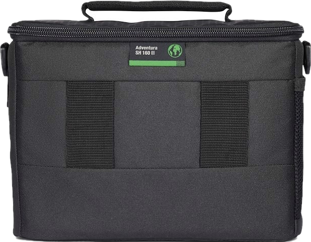 Borsa per fotocamera nera con il marchio 'Aventura SH 160 III' sul lato.