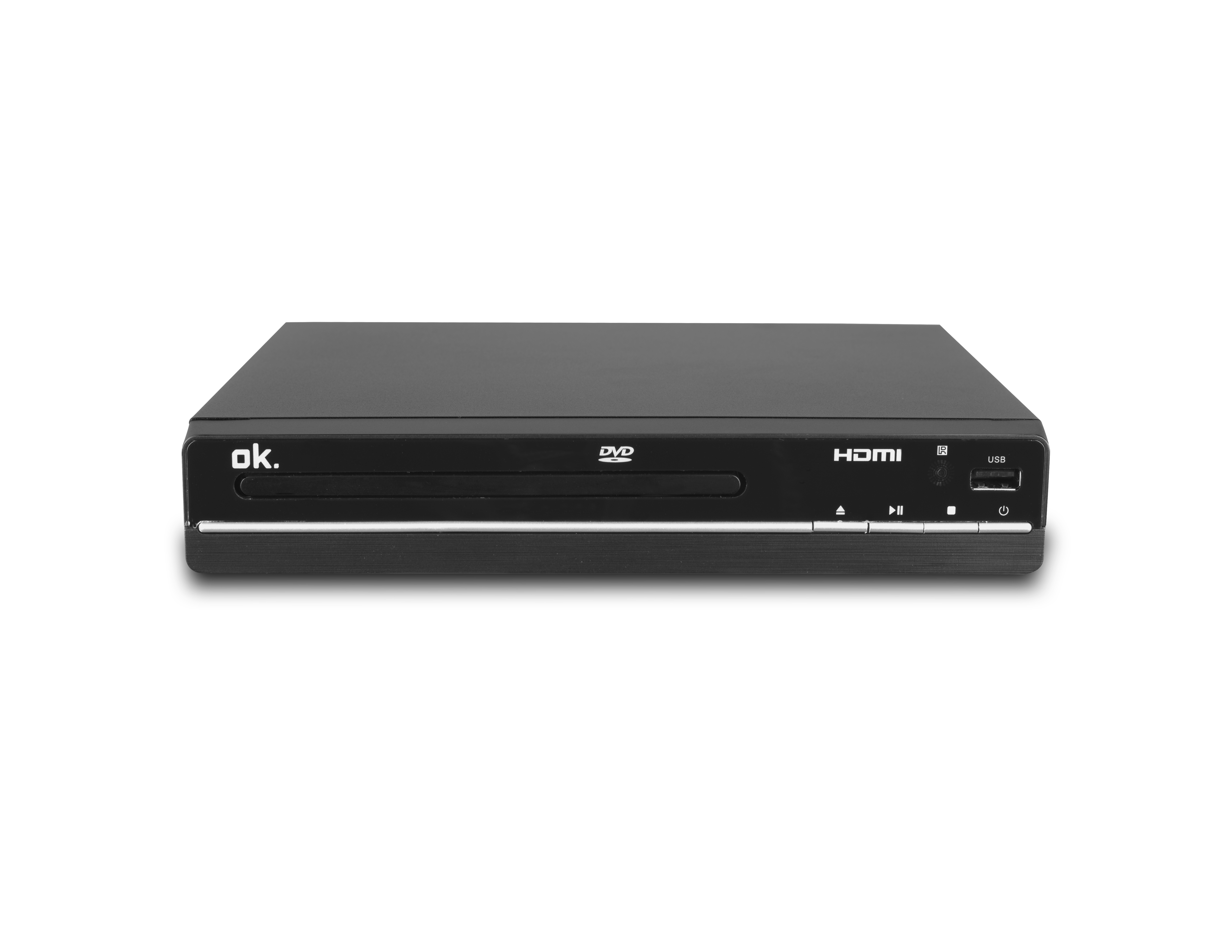 Schwarzer DVD-Player auf schwarzem Hintergrund.
