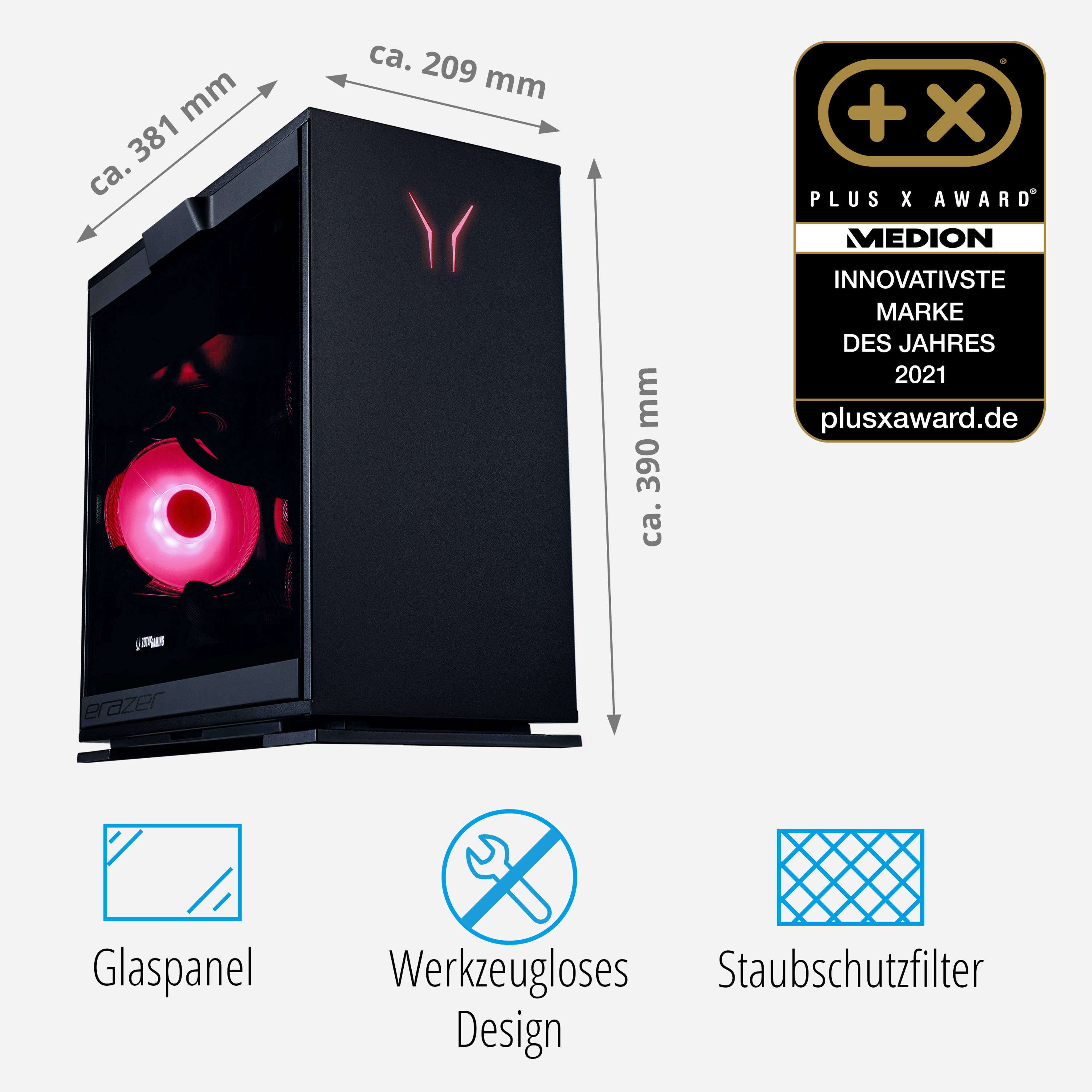 MEDION ERAZER® Engineer X25 GB mit RX Bit), XT AMD, TB 32 RAM, SSD, Radeon™ 1 Windows Gaming AMD 11 6800 (MD35307), Home (64 PC 5800X Prozessor