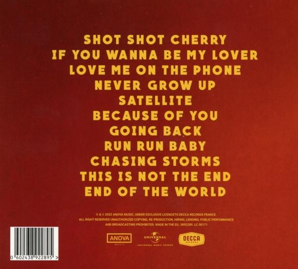 Album-Rückseite mit Songtiteln, Logos und Copyright-Informationen.