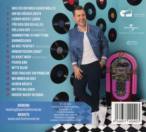 Ein CD-Cover mit Titelliste und Künstlerfoto. Der Künstler lächelt. Im Hintergrund ist eine Jukebox.