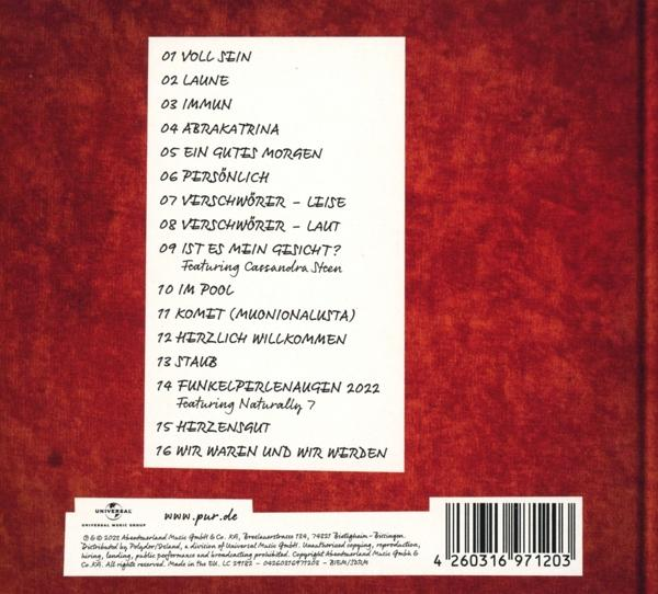 Rückseite einer CD-Hülle mit Titelliste auf Deutsch und weiteren Details.