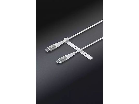 CELLULARLINE PRO+ - Câble USB-C vers USB-C avec lanière (Blanc)