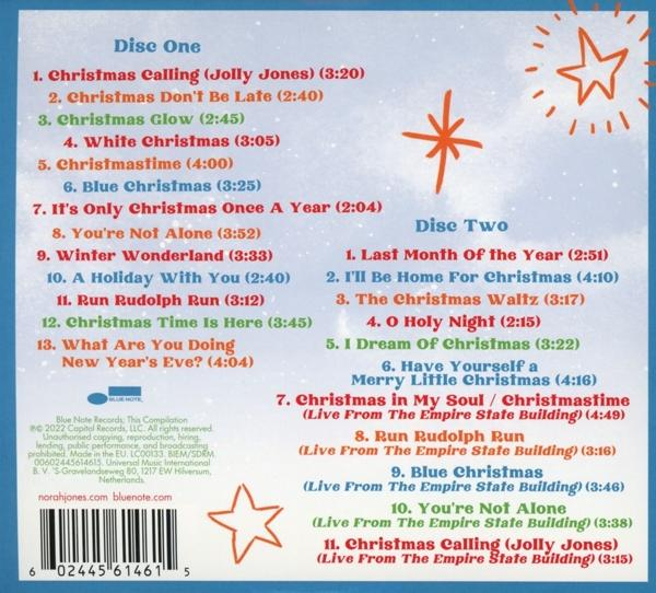 Albumhoes met songtitels en een kerstthema en logo's.