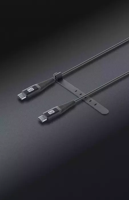 CELLULARLINE PRO+ - USB-C-zu-USB-C-Kabell mit Gurt (Schwarz)