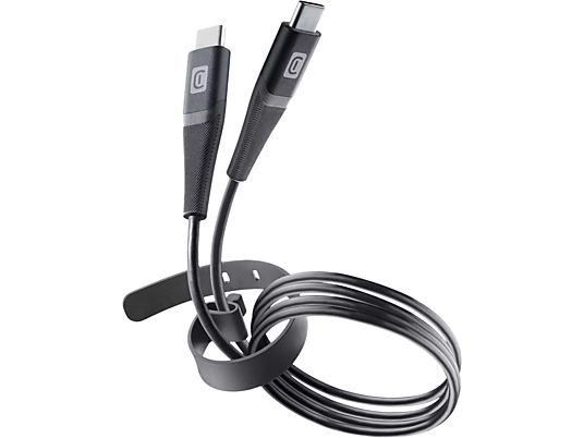 CELLULARLINE PRO+ - Câble USB-C vers USB-C avec lanière (Noir)