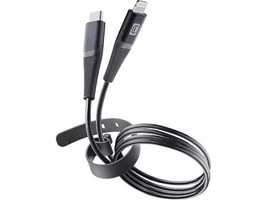 CELLULARLINE PRO+ - USB-C-zu-Lightning-Kabel mit Gurt (Schwarz)