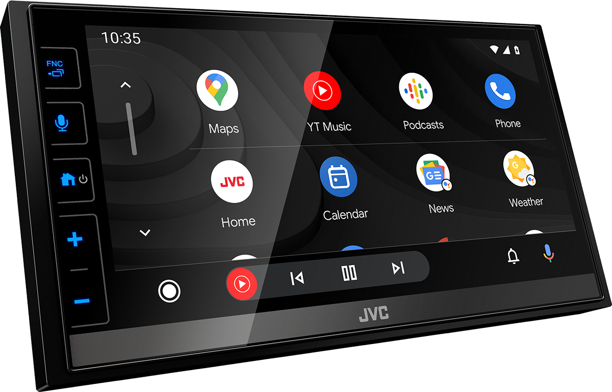 Auto-Multimedia-System-Oberfläche mit Apps. Schwarze Einfassung mit Bildschirm.
