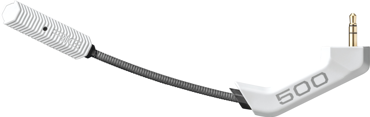 Weißes Mikrofon mit flexiblem Hals und 3,5-mm-Klinke.