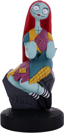 Sally aus Nightmare Before Christmas, sitzt auf einem Grabstein, mit schwarzer Basis.