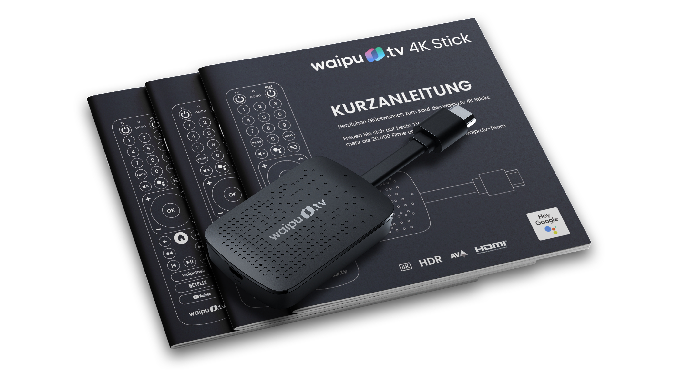 WAIPU.TV Bundle 12 Monate Perfect Plus plus 4K Streaming Stick, Schwarz