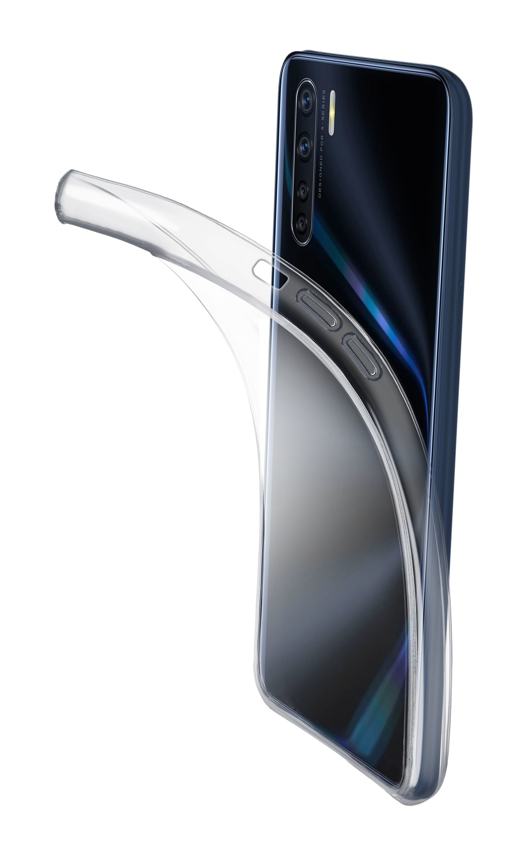 Funda - CellularLine FINECOPPOA91T, Para Oppo A91 - Reno 3, Ultrafina, Goma blanda, Transparente