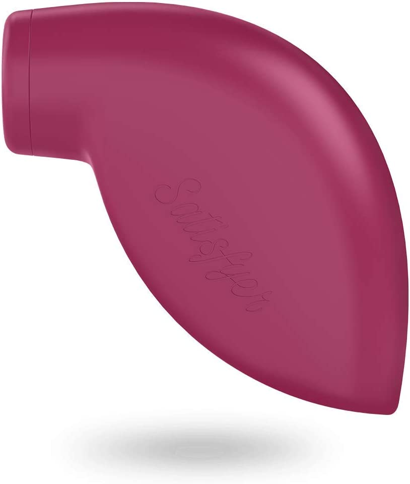 Un vibrador rosa. La palabra 'Satisfyer' está escrita en cursiva en el lateral.