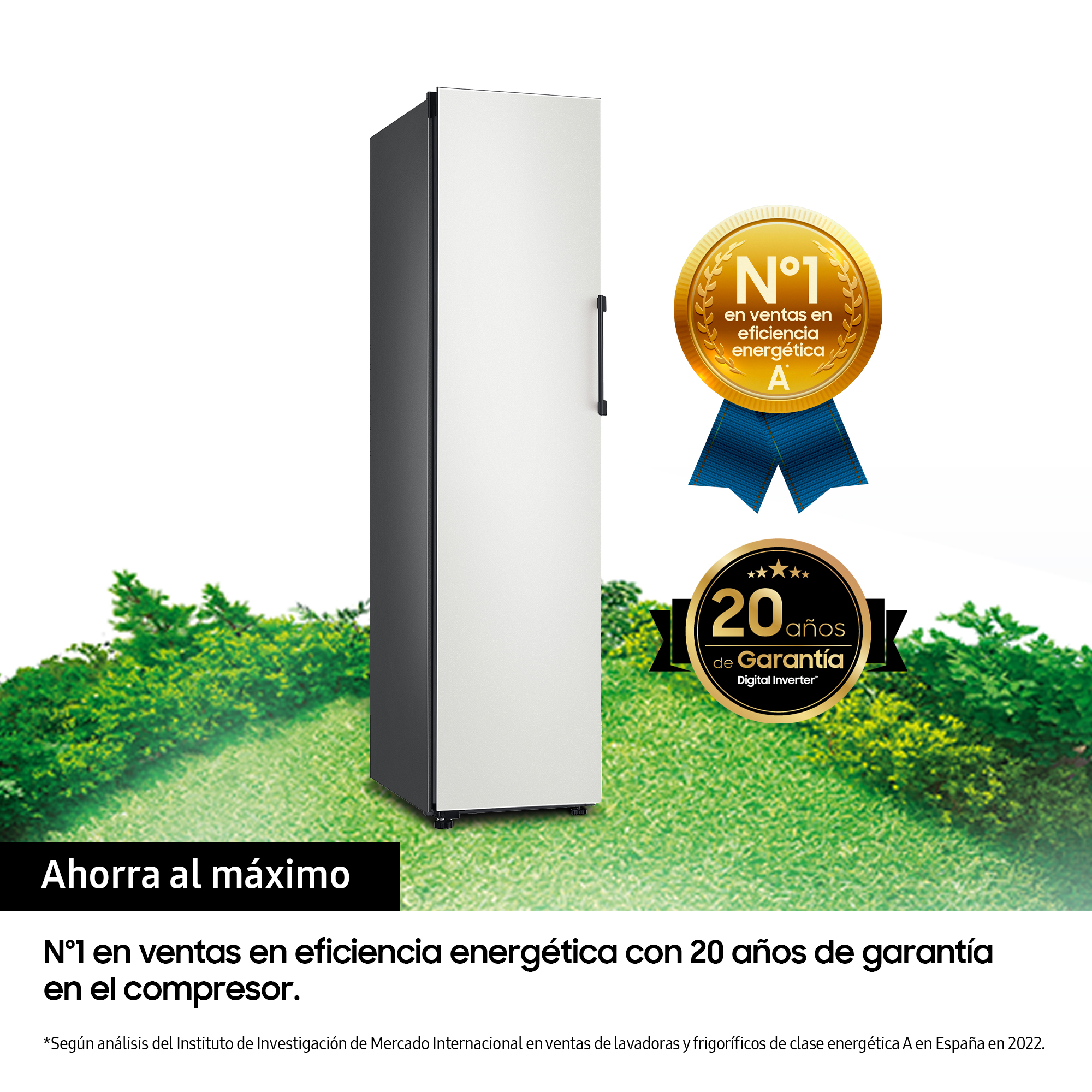 Frigorífico una puerta - Samsung BESPOKE personalizable RR25A5470AP/EF, No Frost, 185.3cm, 242l, SpaceMax™, Metal Cooling, Glam Navy