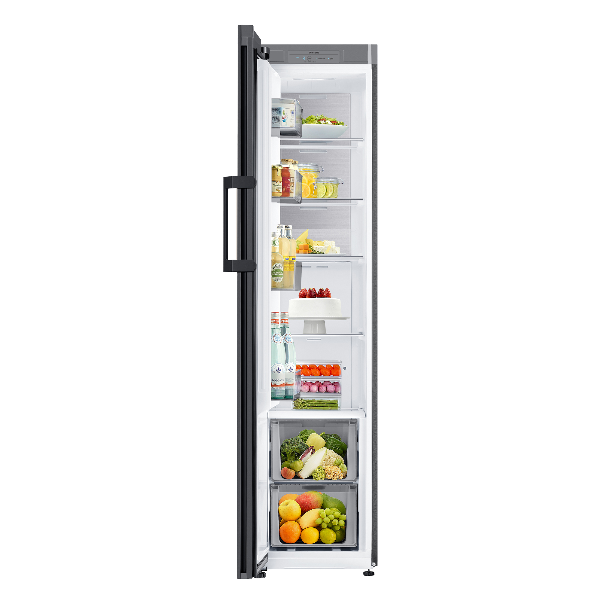 Frigorífico una puerta - Samsung BESPOKE personalizable RR25A5470AP/EF, No Frost, 185.3cm, 242l, SpaceMax™, Metal Cooling, Glam Navy