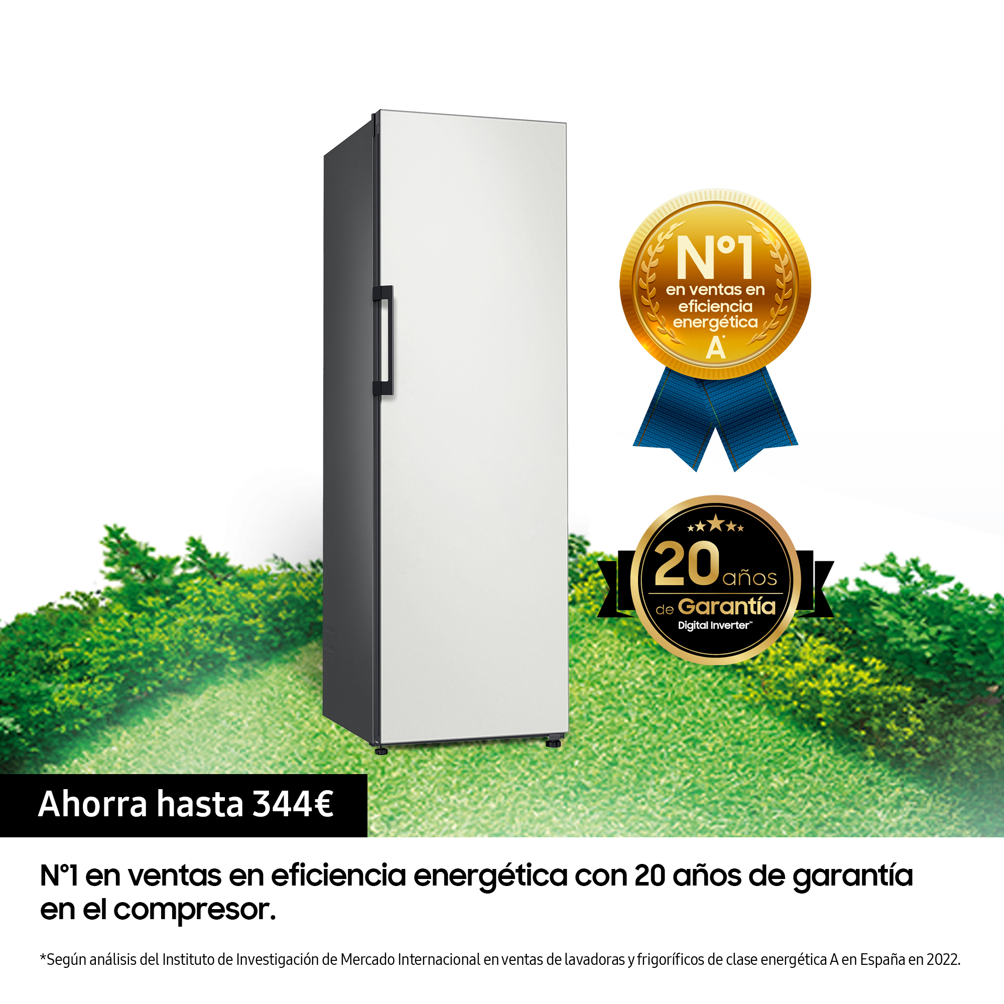 Frigorífico una puerta - Samsung BESPOKE perzonalizable RR39A7463AP/EF, No Frost, 185.3cm, 387l, SpaceMax™, Metal Cooling, Glam Lavender