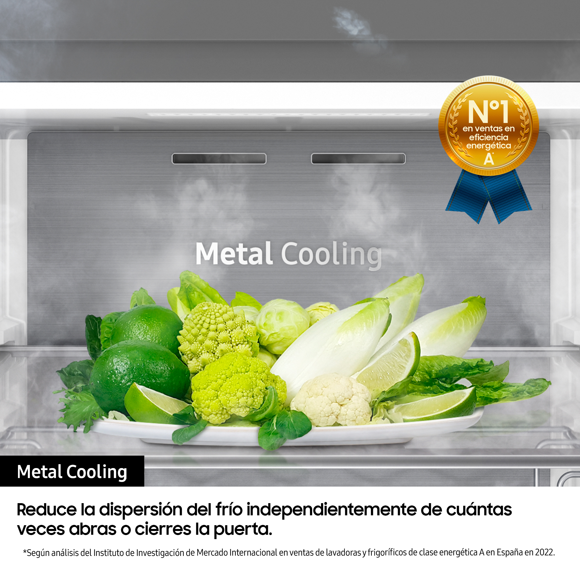 Frigorífico una puerta - Samsung BESPOKE personalizable RR39A7463AP/EF, No Frost, 185.3cm, 387l, SpaceMax™, Metal Cooling, Satin Beige