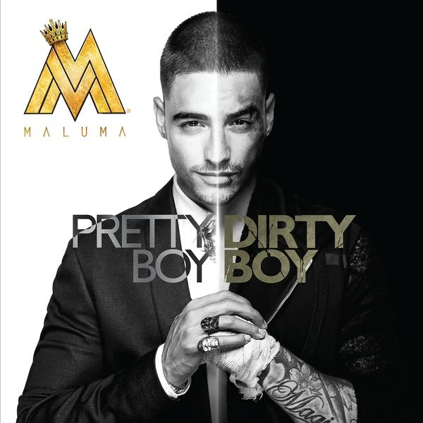 Maluma öltönyben, fekete-fehér kettéosztva. Cím: "Pretty Dirty Boy".