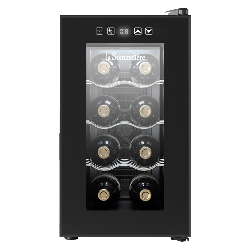 Vinoteca - La Sommelière LS8H, Termoeléctrico, 8 botellas, 65 W, Iluminación LED, 47.5cm, 35 dB(A), Negro
