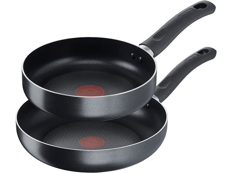 Set de sartenes  Tefal C42202S2A, 2 unidades, 20/26 cm, Para todo tipo de  cocinas, Revestimiento antiadherente, Aluminio, Negro