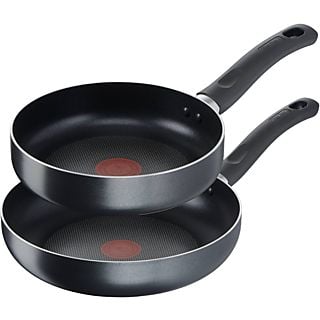 Set de sartenes - Tefal C42202S2A, 2 unidades, 20/26 cm, Para todo tipo de cocinas, Revestimiento antiadherente, Aluminio, Negro