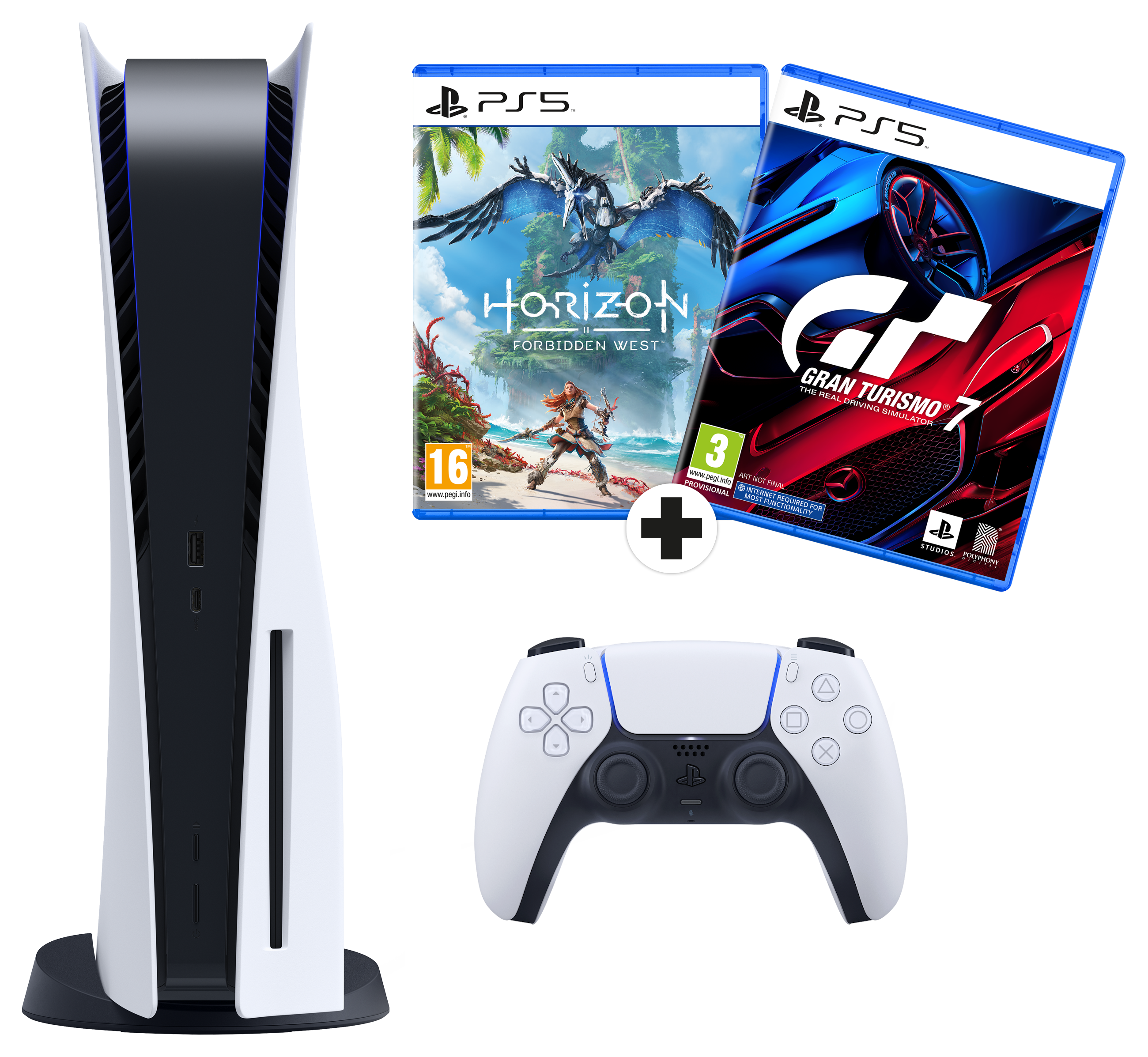 PlayStation 5 + Horizon Forbidden West +  Gran Turismo 7 Bundle - Spielekonsole - Weiss/Schwarz