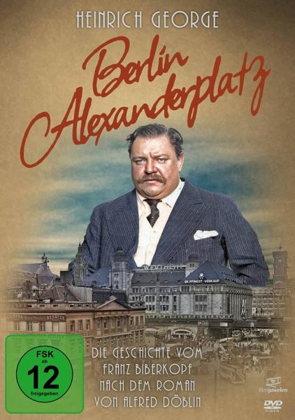 DVD-Hülle von 'Berlin Alexanderplatz' mit Heinrich George, einem Mann im Anzug und Stadtkulisse.