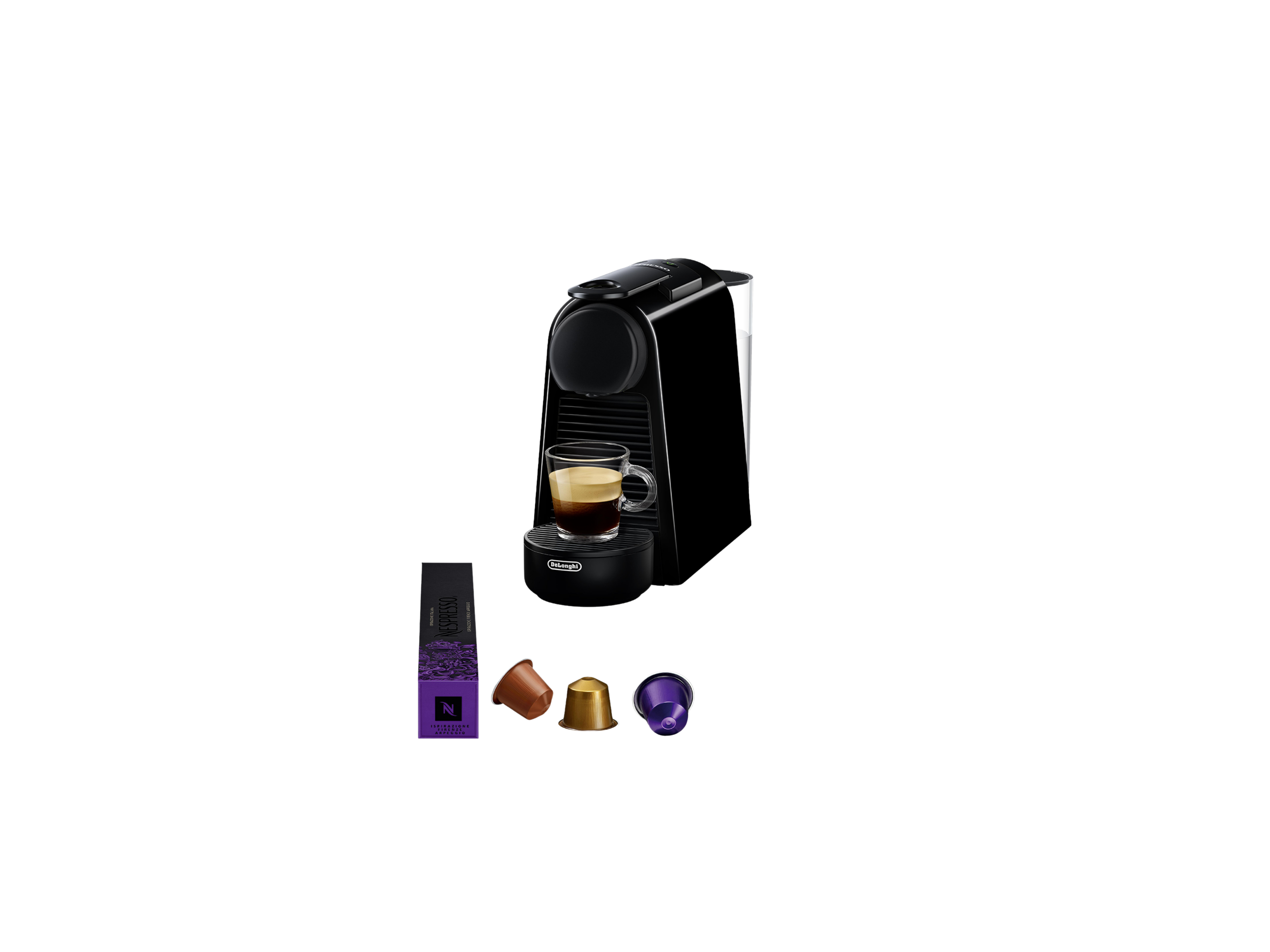 Cafetera de cápsulas - Nespresso De'Longhi Essenza Mini EN85.B, 19 bar, 0.6 l, 1255 W, Negro