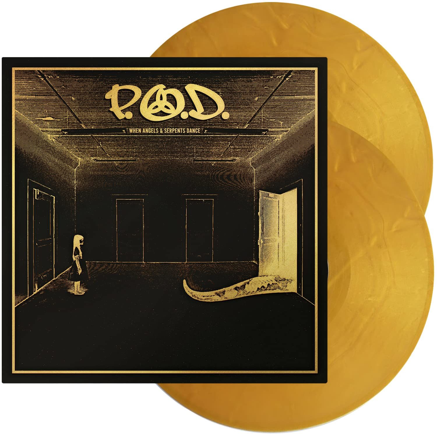 Album borító arany bakelit lemezekkel. Fekete borító P.O.D. szöveggel.