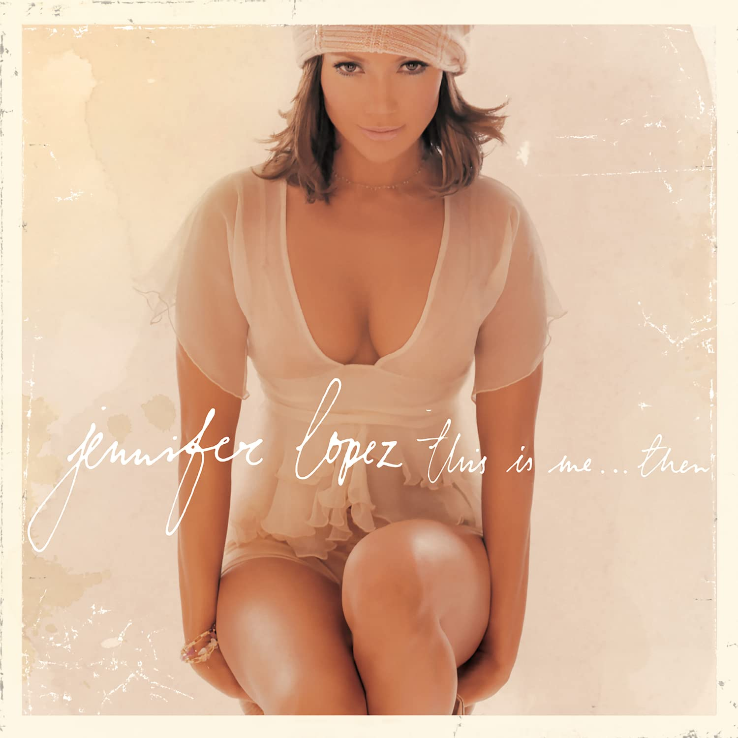Jennifer Lopez album borító: Jennifer Lopez fehér ruhában, this is me...then.