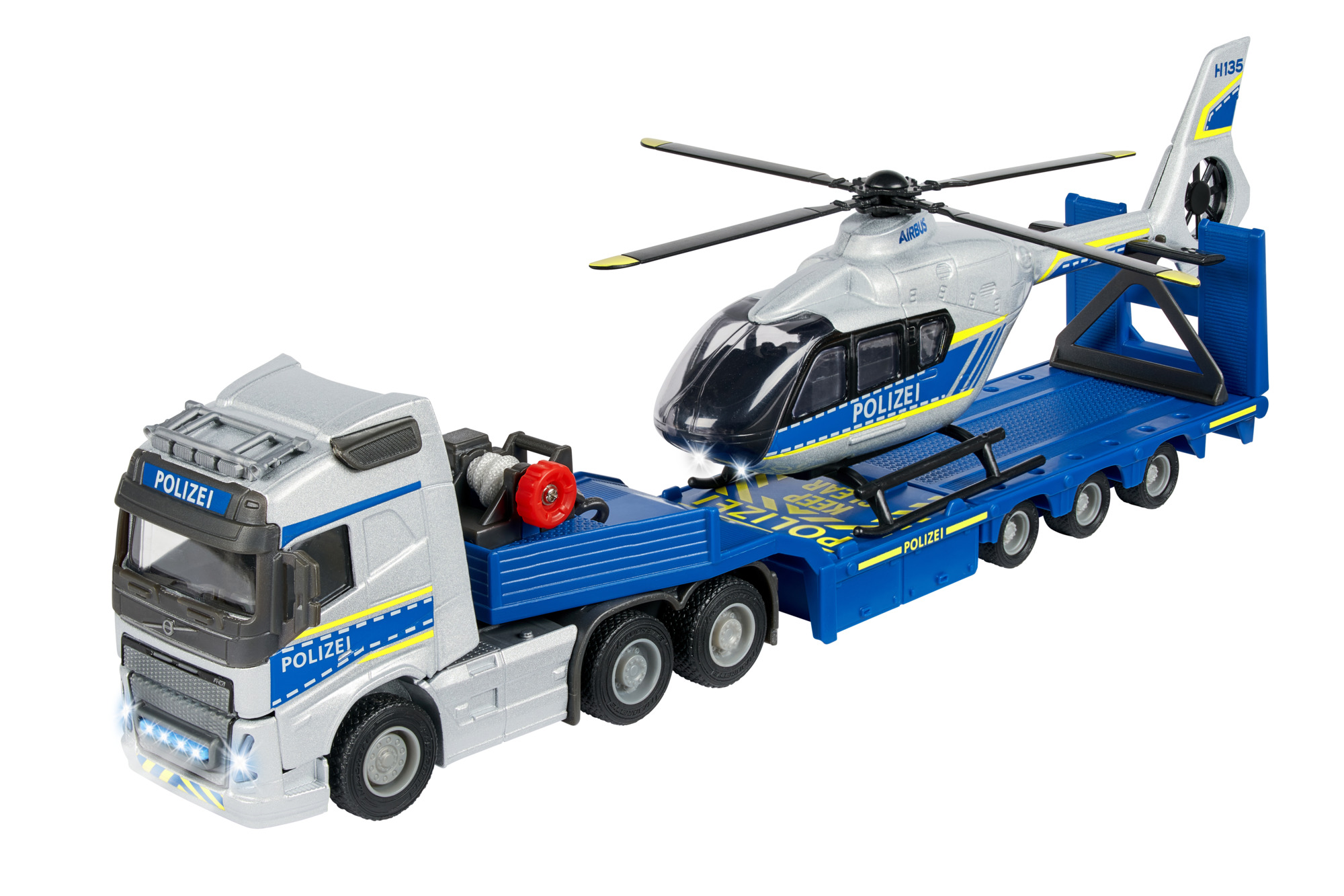 MAJORETTE Volvo Police Helicopter Truck Mehrfarbig + Spielzeugauto Airbus