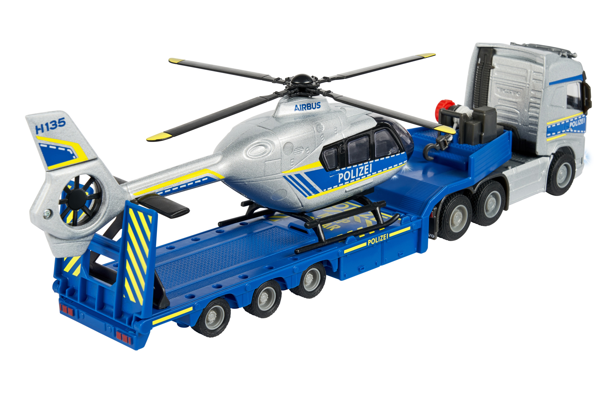 MAJORETTE Volvo Police Helicopter Truck Mehrfarbig + Spielzeugauto Airbus