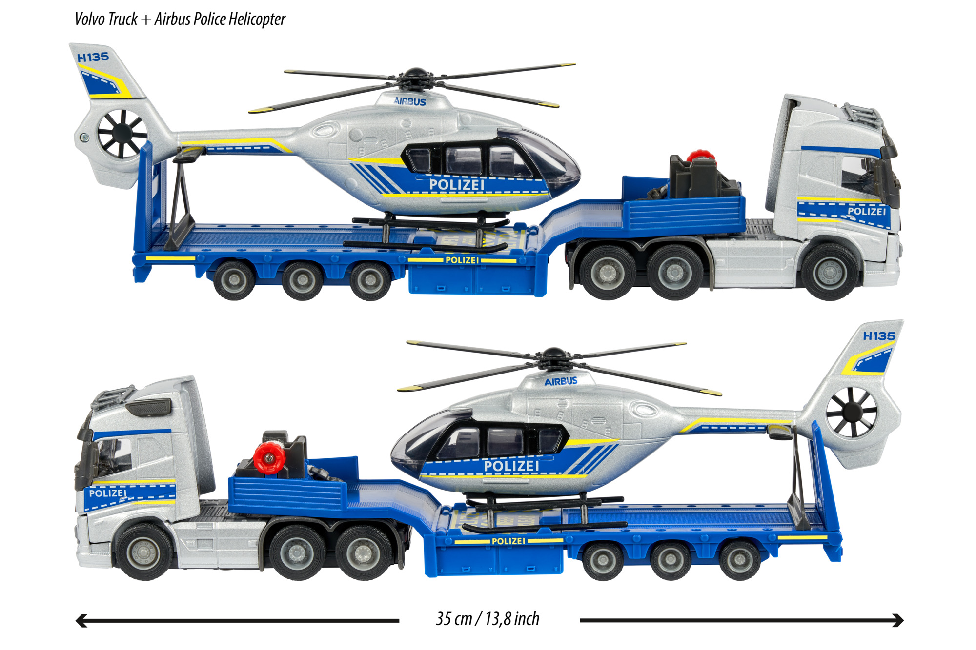 MAJORETTE Volvo Truck Police Airbus Spielzeugauto + Helicopter Mehrfarbig