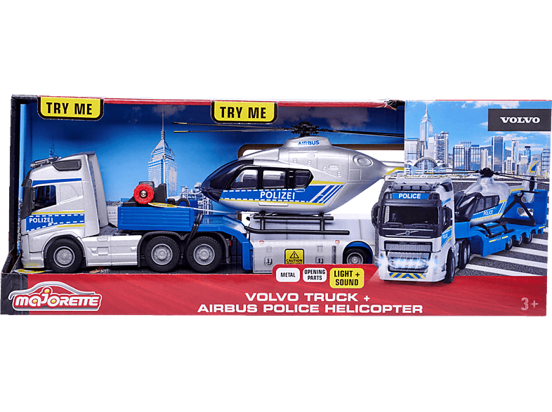 MAJORETTE Volvo Truck +  Airbus Police Helicopter Spielzeugauto Mehrfarbig