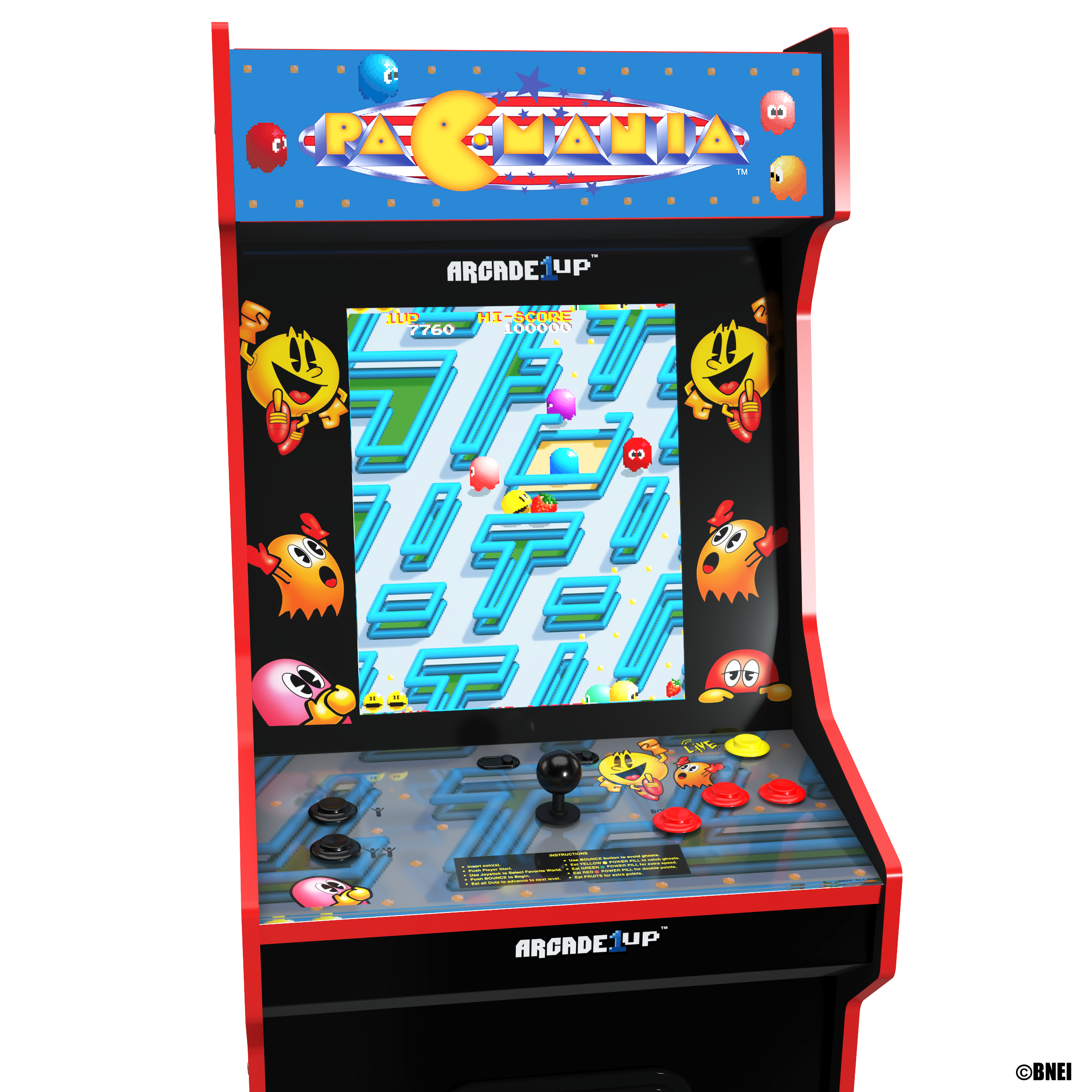 Spielautomat mit Pac-Man-Spiel auf dem Bildschirm.