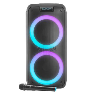 Altavoz de gran potencia - Vieta Pro Party 20, 500 W, Bluetooth, Micrófono inalámbrico, 9 hs de autonomía, Karaoke, Negro