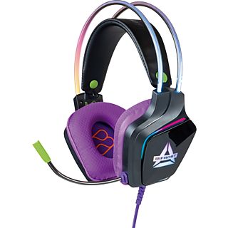 Auriculares gaming - FR-TEC Bifrost, Luz LED RGB, Micrófono flexible, Negro y Morado