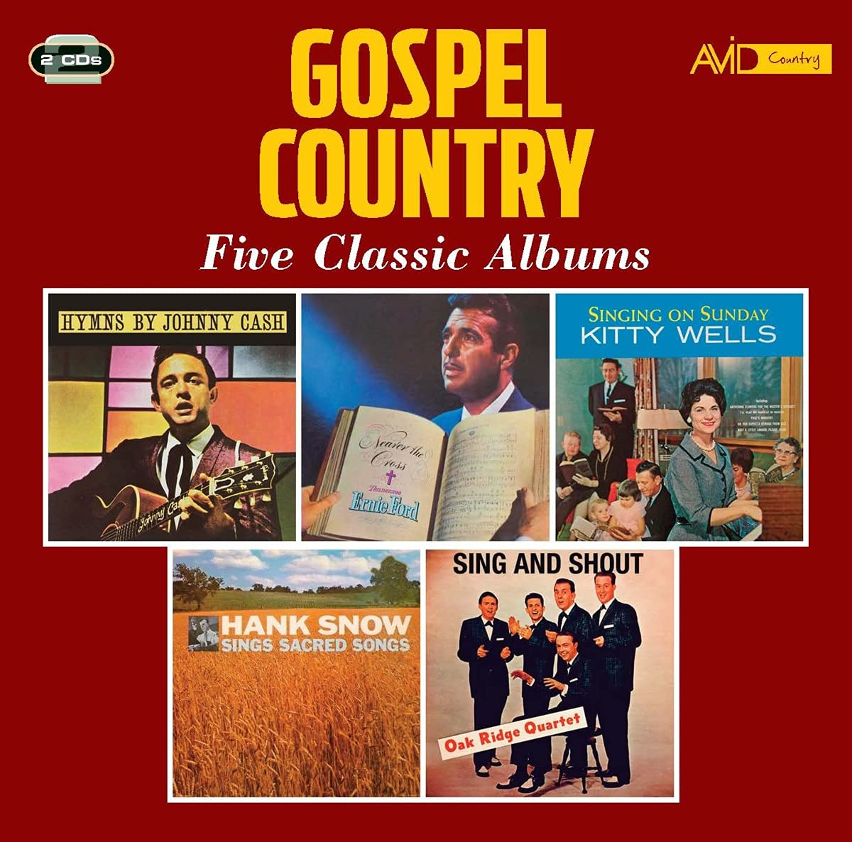 Johnny Cash, Tennessee Ernie Ford, Kitty Wells, Hank Snow, The Oak Ridge Quartet (Boys) - Country Gospel Five Classic Albums (CD)
