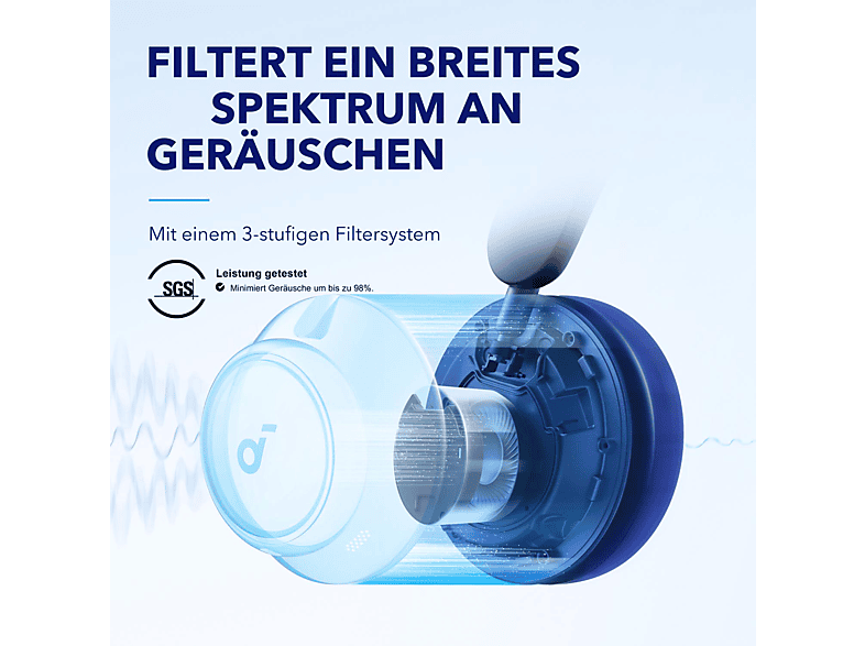 Thumbnail - SOUNDCORE BY ANKER Soundcore Space Q45 mit Mikrofon, Over-ear Kopfhörer Bluetooth Blau