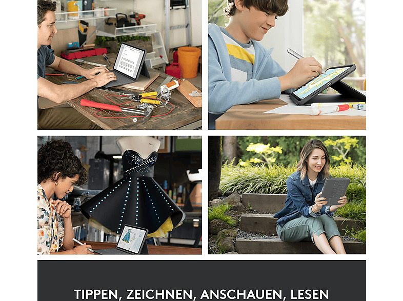 LOGITECH Rugged Folio Tastatur-Case, für iPad (10. Generation) und iPad (A16), Graphite — Foto 4 von 5