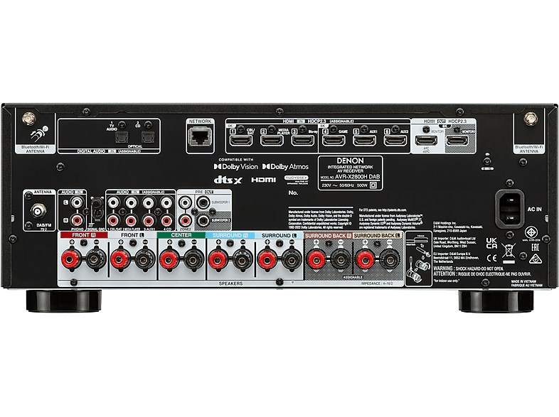 DENON AVR-X2800H DAB AV-Verstärker (7.2 Kanäle, Schwarz)