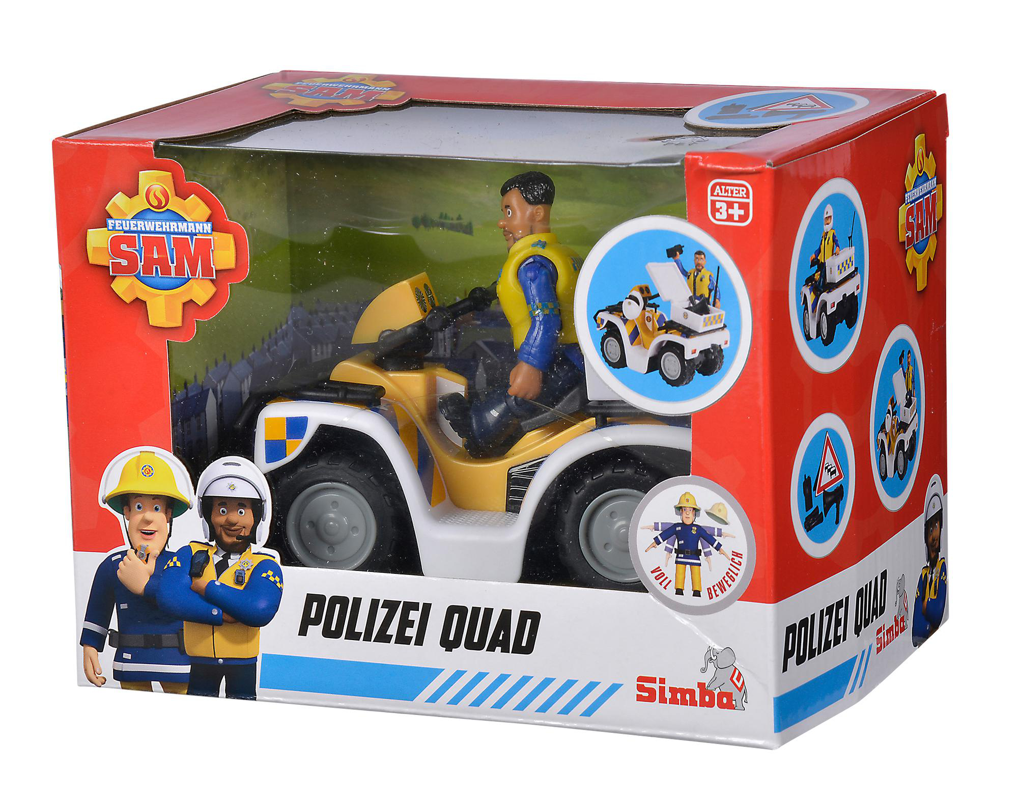 Polizei TOYS Feuerwehrmann Quad Mehrfarbig SIMBA Figur mit Sam Spielset