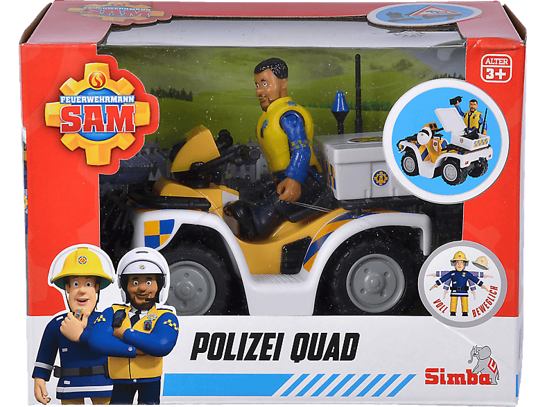 Quad Sam Feuerwehrmann TOYS mit SIMBA Mehrfarbig Polizei Spielset Figur