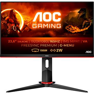 Monitor gaming - AOC C24G2AE/BK, 24" FHD, 1 ms, 165 Hz, FreeSync™ Premium, Low Blue Light, Curvo 1500R, Negro
