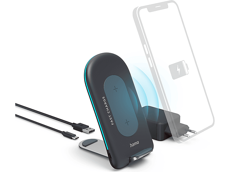 Hama 201689 Wireless Charger-set Qi-fc15s 15w Grijs